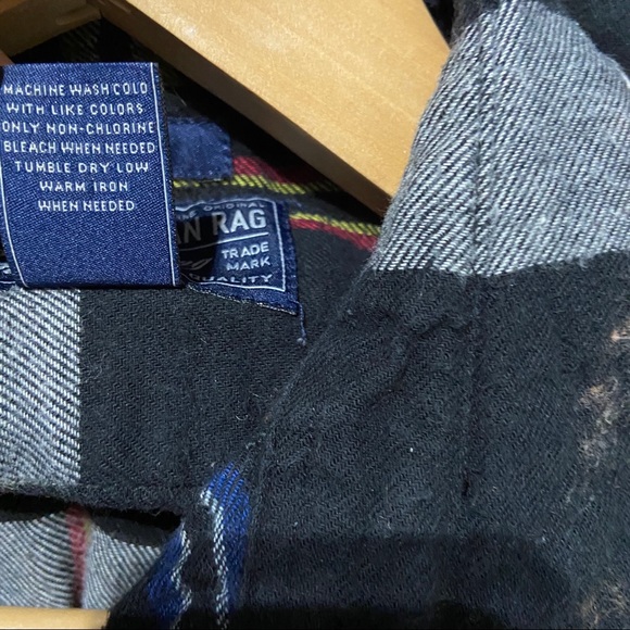 American Rag CIE Recycled Bleach Splatter Bleach Plaid Flannel Top C - Picture 4 of 4